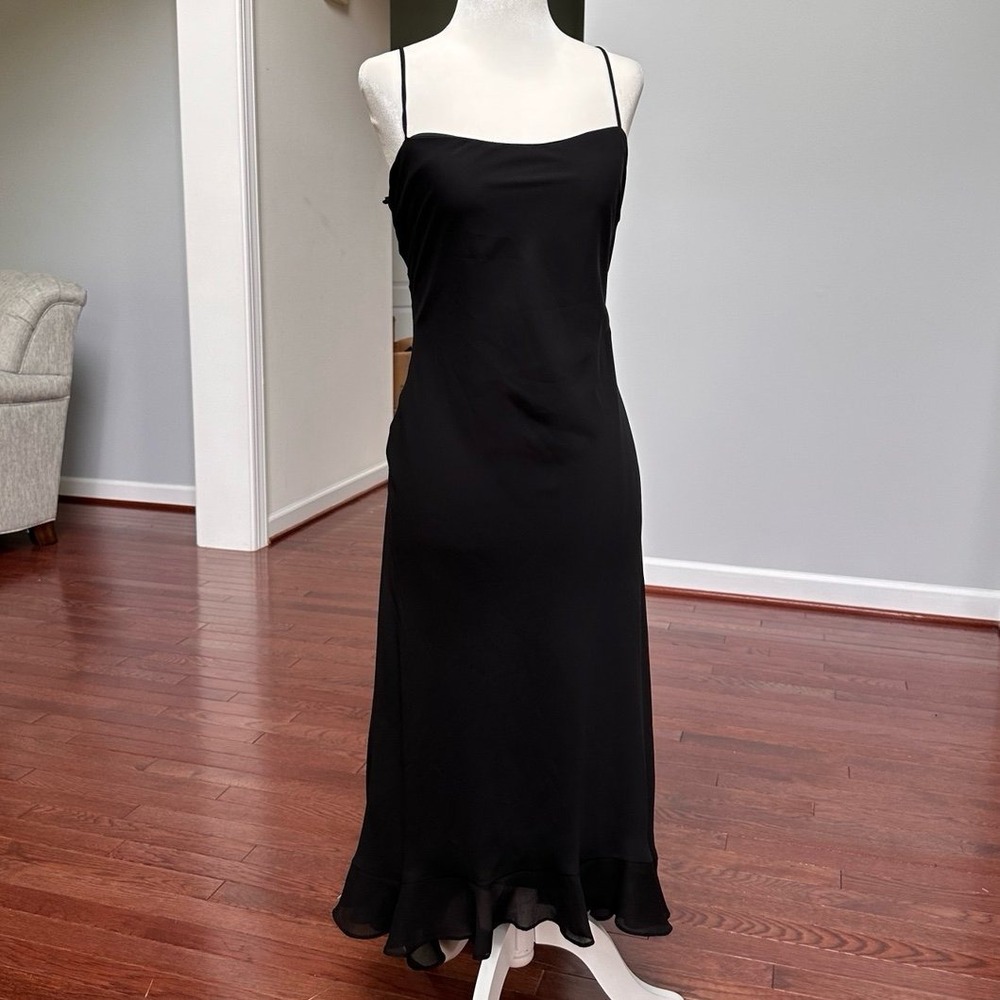 USA Vintage Y2K Simple Basic Black Sweetheart Gown Cocktail Black Tie Dress
